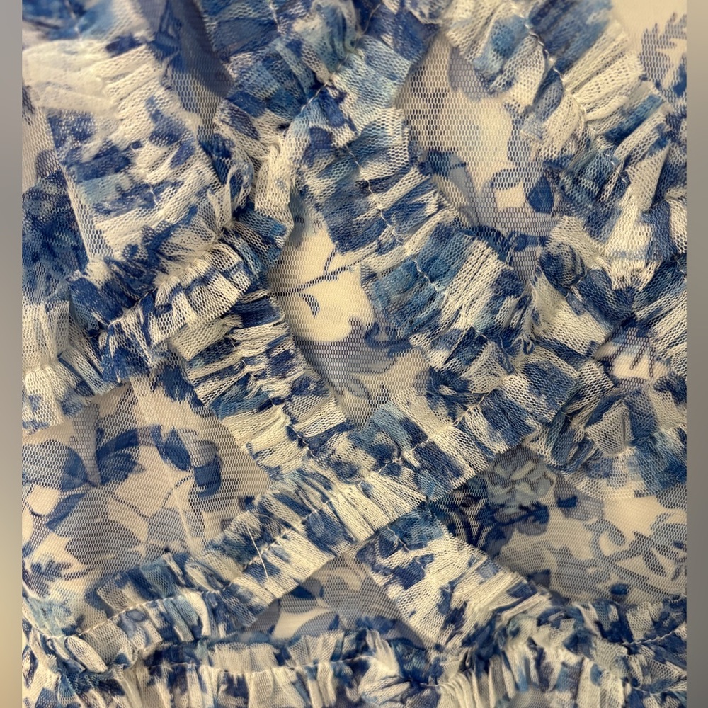Mac Duggal Blue and White Midi Dress - Picture 13 of 16